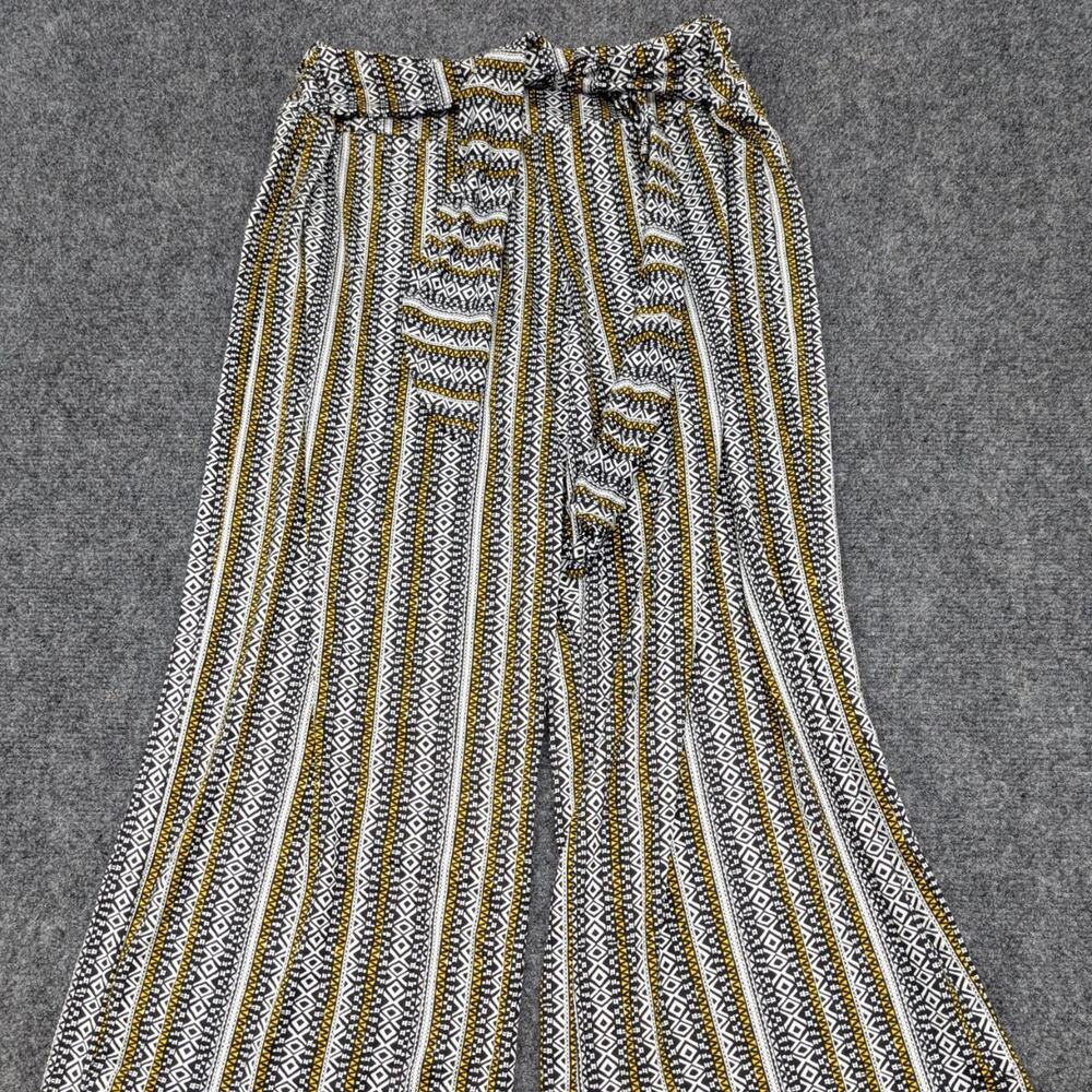 Robert Louis Trousers Womens Medium Multicolor Striped Wide Leg Tie Front Bottom